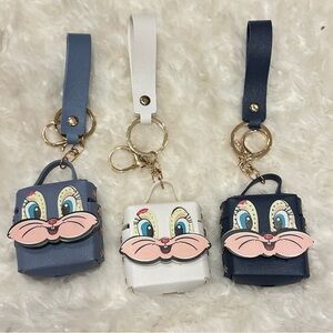 Mini Bunny Coin Purse Bundle/AirPods 1 & 2 Case Keychain Easter Gifts DkBl/Bl/Wh